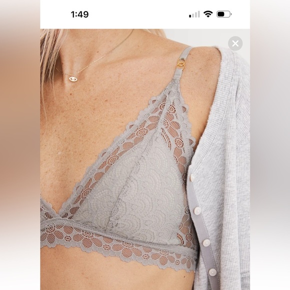 Aerie Free-To-Be Lace Padded Plunge Bralette Blush Pink Medium - Picture 3 of 12